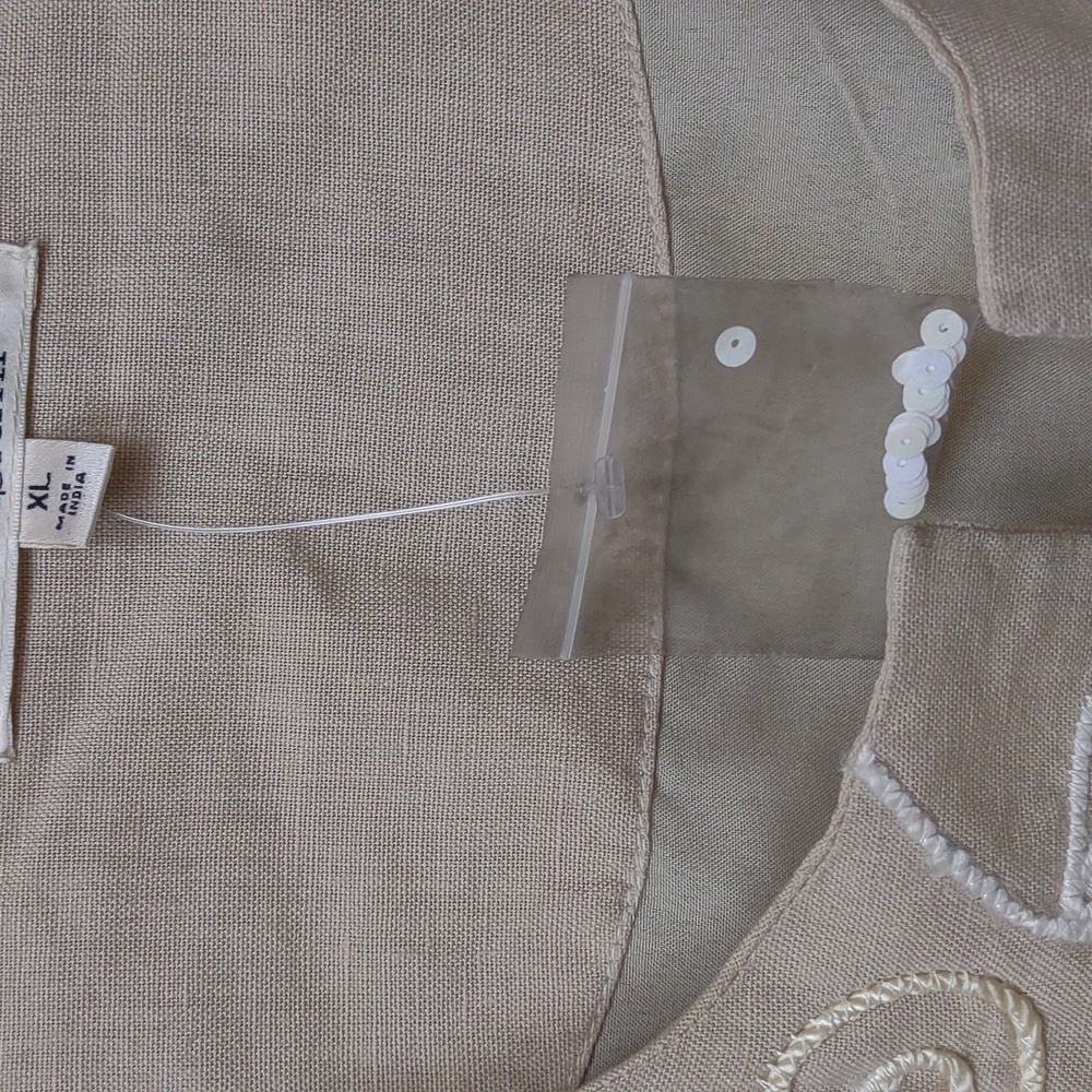 TravelSmith Applique Embroidery Trapunto Open Front LinenCotton Lined Jacket New - Picture 6 of 14